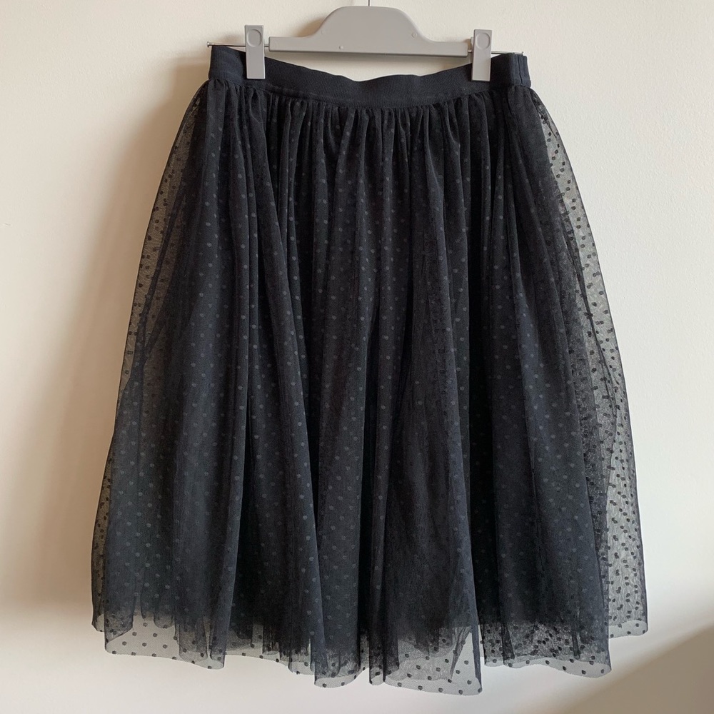 Ann Taylor Petite Dotted Tulle Skirt - Black
